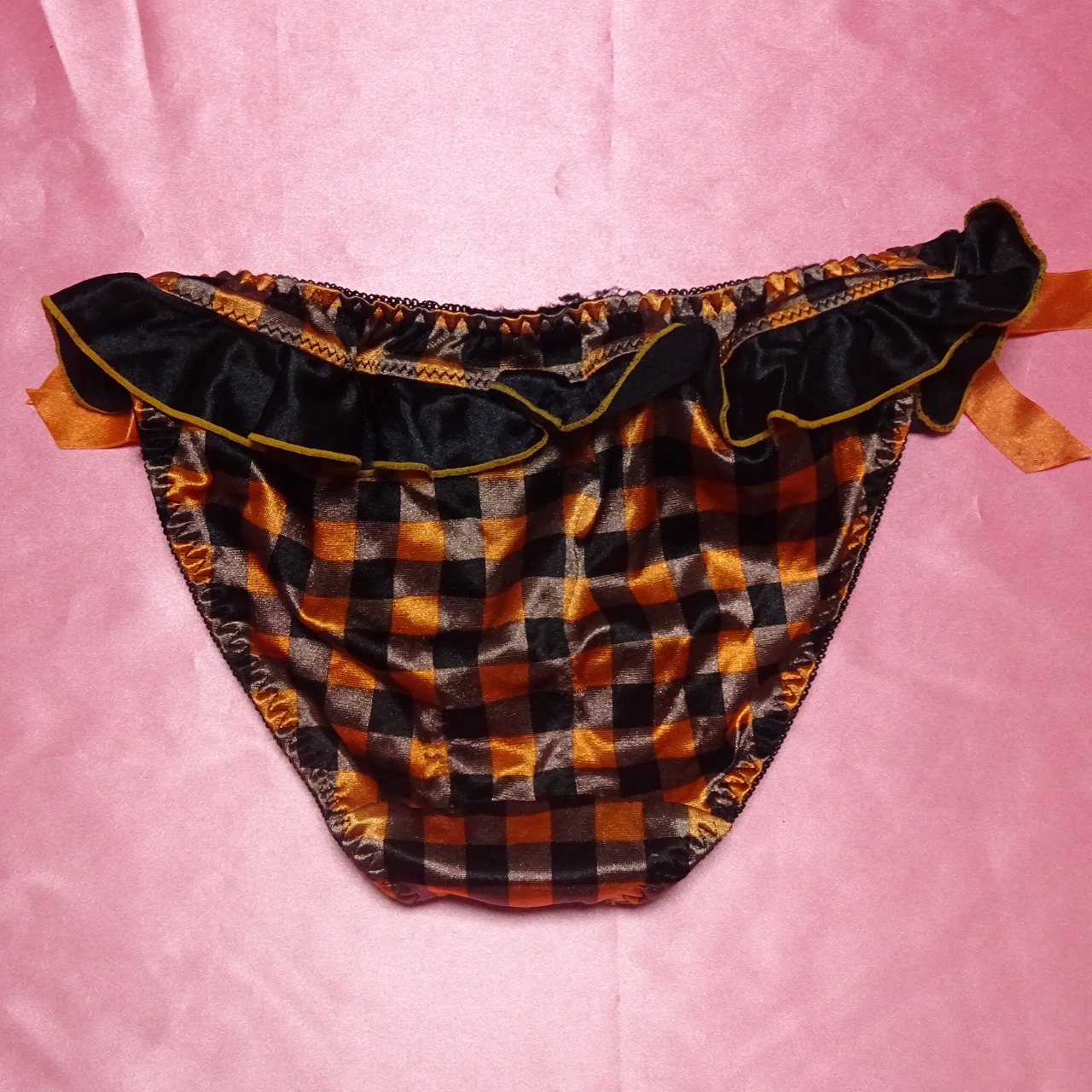 156☆エメフィール☆ツルツルショーツ☆Sサイズ☆黒オレンジ☆チェック柄|大人USEDインナー SELECT INNER MARKET - 画像 (2)