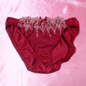 425 チュチュアンナ Mサイズ ティーンズショーツ 中古 大人用インナー ボルドー/ワインレッド 白刺繍 リボン付き 販売