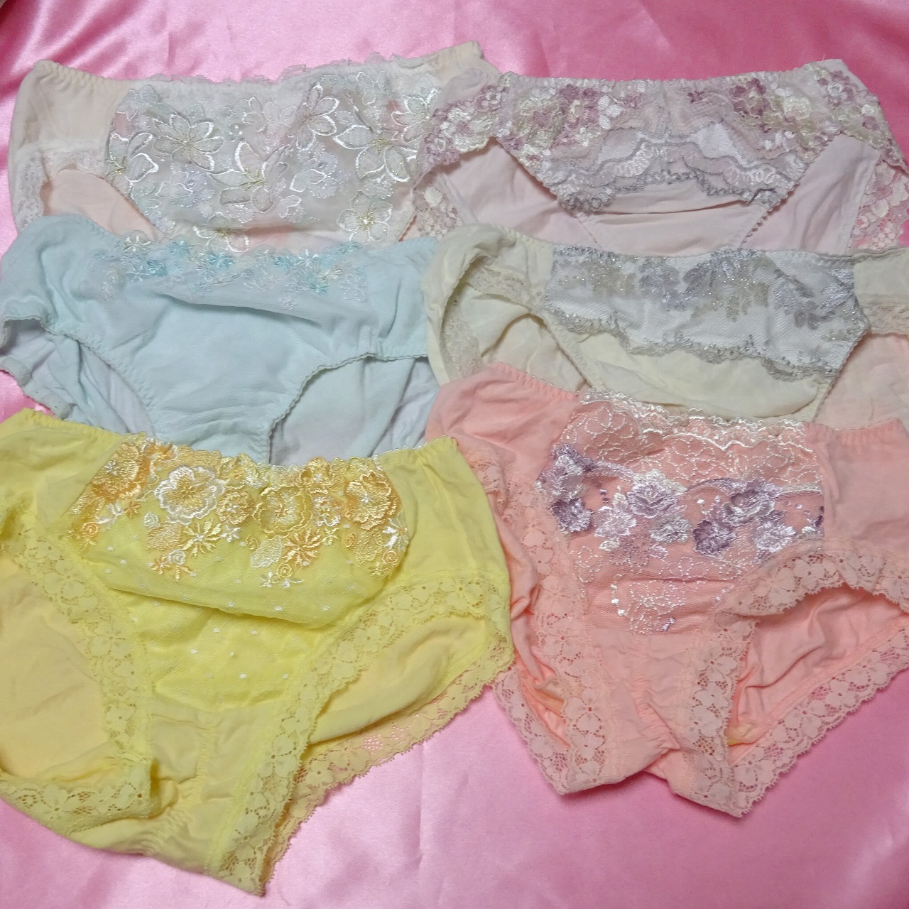 439 Wing/ウイング コットンショーツ 6枚セット 中古 大人用インナー パステルカラー レース付き 販売