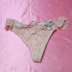 418 Mサイズ レースフリル Tバックショーツ 中古 大人用インナー ベージュ 総レース リボン付き 販売